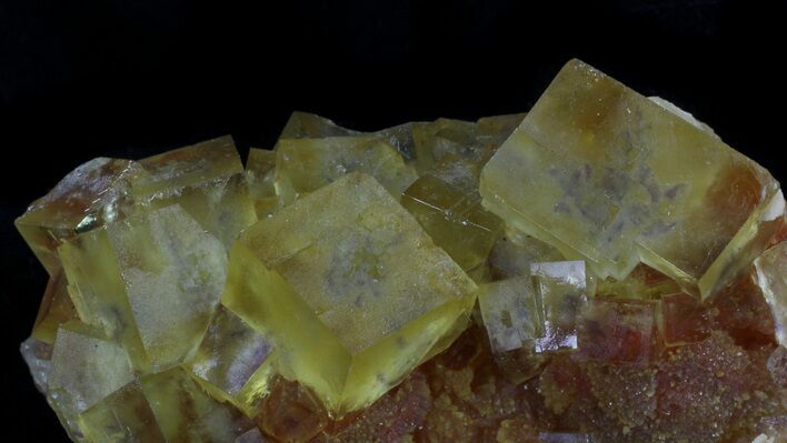 Lustrous, Yellow Cubic Fluorite Crystals - Morocco #37483